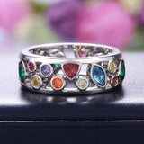 Colorful Hollow Out Geometric Stone Fancy Stylish Ring - ringsuniverse