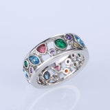 Colorful Hollow Out Geometric Stone Fancy Stylish Ring - ringsuniverse