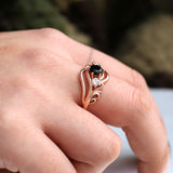 Unique Black Stone Twist Design Rose Gold Witch Ring - Rings Universe