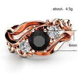Unique Black Stone Twist Design Rose Gold Witch Ring - Rings Universe