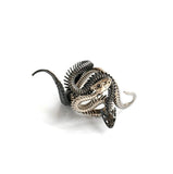 Adjustable Black and White Snake Retro Ring