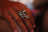 Adjustable Black and White Snake Retro Ring - ringsuniverse