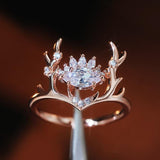 Newly-designed Rose Gold Elk Shape Ring - Rings Universe