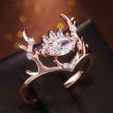 Newly-designed Rose Gold Elk Shape Ring - Rings Universe