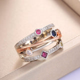 Colorful Cubic Zirconia Delicate Cross Geometric CZ Ring - ringsuniverse