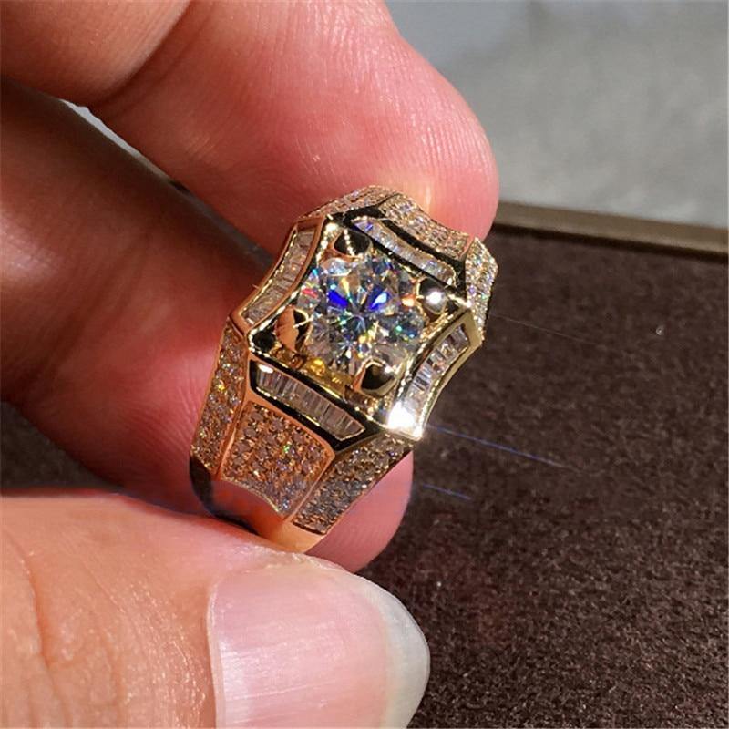 Fashion luxury full diamond finely inlaid simulation 4 carat moissanite  dazzling 3A diamond engagement ring for men (13)|Amazon.com