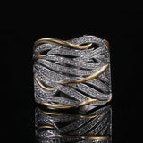Two Tone Personality Hollow Out Geometric Shape Ring - ringsuniverse
