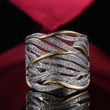 Two Tone Personality Hollow Out Geometric Shape Ring - ringsuniverse