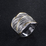 Two Tone Personality Hollow Out Geometric Shape Ring - ringsuniverse