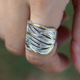 Two Tone Personality Hollow Out Geometric Shape Ring - ringsuniverse