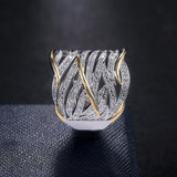 Two Tone Personality Hollow Out Geometric Shape Ring - ringsuniverse