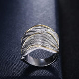 Two Tone Personality Hollow Out Geometric Shape Ring - ringsuniverse
