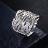 Two Tone Personality Hollow Out Geometric Shape Ring - ringsuniverse