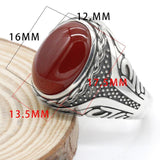 Silver Red Onyx Stone Transparent CZ men's Ring - Rings Universe