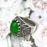 Sunspicems Retro Silver Color Natural Stone Ring Red Green Black Bohemia Resin Finger Ring European Indian Jewelry Gift - ringsuniverse