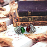 Sunspicems Retro Silver Color Natural Stone Ring Red Green Black Bohemia Resin Finger Ring European Indian Jewelry Gift - ringsuniverse
