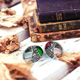 Sunspicems Retro Silver Color Natural Stone Ring Red Green Black Bohemia Resin Finger Ring European Indian Jewelry Gift - ringsuniverse