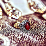 Sunspicems Retro Silver Color Natural Stone Ring Red Green Black Bohemia Resin Finger Ring European Indian Jewelry Gift - ringsuniverse