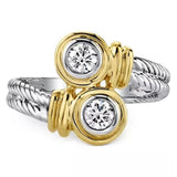 Huitan Novel Design Two Tone Women Ring Fashion Girl Party Accessories Office Lady Daily Wear Rings Fine Gift Anillos Bijouterie - ringsuniverse
