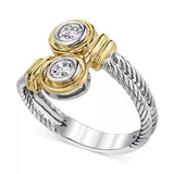 Huitan Novel Design Two Tone Women Ring Fashion Girl Party Accessories Office Lady Daily Wear Rings Fine Gift Anillos Bijouterie - ringsuniverse
