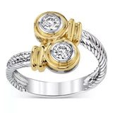 Huitan Novel Design Two Tone Women Ring Fashion Girl Party Accessories Office Lady Daily Wear Rings Fine Gift Anillos Bijouterie - ringsuniverse