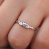 Fine Jewelry 3pcs Moissanite Round Engagement Ring