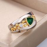 Trendy Unique Triangular Green Stone Ring - ringsuniverse