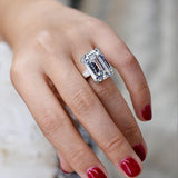 Luxury Big Rectangle AAA Zircon White/Pink Crystals Ring - Rings Universe