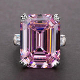 Luxury Big Rectangle AAA Zircon White/Pink Crystals Ring - Rings Universe