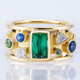 Luxury Geometric Colorful CZ Stone Novel Design Ring - ringsuniverse