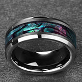 New Trend Inlaid Abalone Shell Beveled Tungsten Ring - Rings Universe