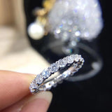 Silver Simulated Diamond Eternity Wedding, Engagement Ring - Rings Universe