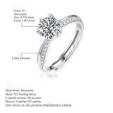 Lovely 6 Prong Round 1.0Ct D Color Moissanite Ring - Rings Universe