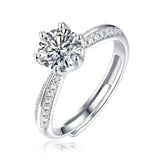 Lovely 6 Prong Round 1.0Ct D Color Moissanite Ring - Rings Universe