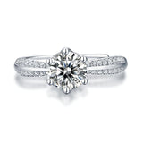 Lovely 6 Prong Round 1.0Ct D Color Moissanite Ring - Rings Universe