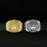 Fashion Personality Gold Plated Crown Ring Iced Out Rhinestone Ring Rock Hip Hop Jewelry Men and Women Party Ring Accessories - ringsuniverse
