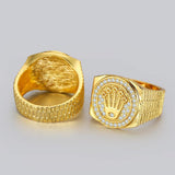 Fashion Personality Gold Plated Crown Ring Iced Out Rhinestone Ring Rock Hip Hop Jewelry Men and Women Party Ring Accessories - ringsuniverse