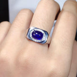 Attractive 3 Carat Natural Sapphire 925 Pure Silver  Men's ring - ringsuniverse
