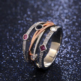 Colorful Cubic Zirconia Delicate Cross Geometric CZ Ring - ringsuniverse