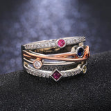 Colorful Cubic Zirconia Delicate Cross Geometric CZ Ring - ringsuniverse