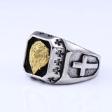 Steel Plated-Gold Lion Head Top Quality Ring - ringsuniverse