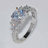Luxury Round AAA Zircon Diamonds Fine Jewelry Ring - Rings Universe