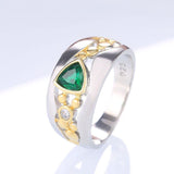 Vintage Hollow-out Green Stone Graceful Two Tone Ring - ringsuniverse