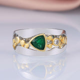 Vintage Hollow-out Green Stone Graceful Two Tone Ring - ringsuniverse