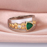 Vintage Hollow-out Green Stone Graceful Two Tone Ring - ringsuniverse