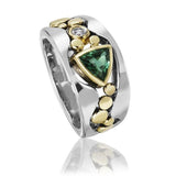 Vintage Hollow-out Green Stone Graceful Two Tone Ring - ringsuniverse