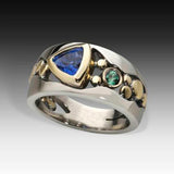 Vintage Hollow-out Green Stone Graceful Two Tone Ring - ringsuniverse