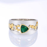 Vintage Hollow-out Green Stone Graceful Two Tone Ring - ringsuniverse