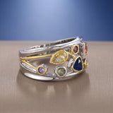 Colorful Round Square Pear Triangle Zircon Stone Ring - ringsuniverse