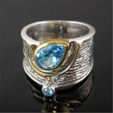 New Design Blue Water Drop Stone Noble Retro Ring - ringsuniverse